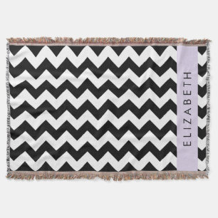 Schwarz und Weiß Zigzag, Zickzack Muster, Ihr Name Decke