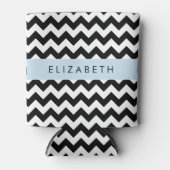 Schwarz und Weiß Zigzag, Zickzack Muster, Ihr Name Dosenkühler (Vorderseite)