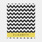 Schwarz und Weiß Zigzag, Zickzack Muster, Ihr Name Fleecedecke (Vorderseite)