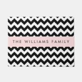 Schwarz und Weiß Zigzag, Zickzack Muster, Ihr Name Fußmatte (Vorderseite)