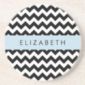 Schwarz und Weiß Zigzag, Zickzack Muster, Ihr Name Getränkeuntersetzer (Vorne)