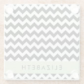 Schwarz und Weiß Zigzag, Zickzack Muster, Ihr Name Glasuntersetzer (Rückseite)
