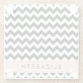 Schwarz und Weiß Zigzag, Zickzack Muster, Ihr Name Glasuntersetzer (Rückseite)