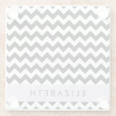 Schwarz und Weiß Zigzag, Zickzack Muster, Ihr Name Glasuntersetzer (Rückseite)