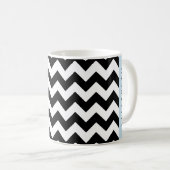 Schwarz und Weiß Zigzag, Zickzack Muster, Ihr Name Kaffeetasse (VorderseiteRechts)