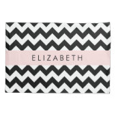 Schwarz und Weiß Zigzag, Zickzack Muster, Ihr Name Kissenbezug (Rückseite)