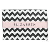 Schwarz und Weiß Zigzag, Zickzack Muster, Ihr Name Kissenbezug (Vorderseite)