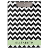 Schwarz und Weiß Zigzag, Zickzack Muster, Ihr Name Klemmbrett (Vorderseite)