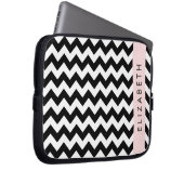 Schwarz und Weiß Zigzag, Zickzack Muster, Ihr Name Laptopschutzhülle (Vorne Rechts)