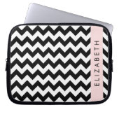Schwarz und Weiß Zigzag, Zickzack Muster, Ihr Name Laptopschutzhülle (Vorderseite)