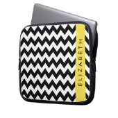Schwarz und Weiß Zigzag, Zickzack Muster, Ihr Name Laptopschutzhülle (Vorderseite Links)