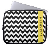 Schwarz und Weiß Zigzag, Zickzack Muster, Ihr Name Laptopschutzhülle (Vorderseite)
