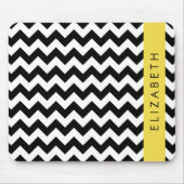 Schwarz und Weiß Zigzag, Zickzack Muster, Ihr Name Mousepad (Vorne)