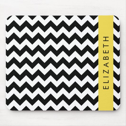 Schwarz und Weiß Zigzag, Zickzack Muster, Ihr Name Mousepad (Vorne)