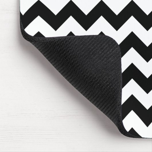 Schwarz und Weiß Zigzag, Zickzack Muster, Ihr Name Mousepad (Ecke)