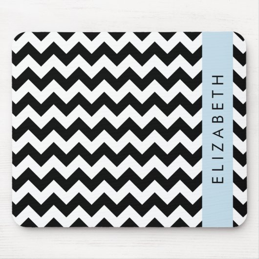 Schwarz und Weiß Zigzag, Zickzack Muster, Ihr Name Mousepad (Vorne)