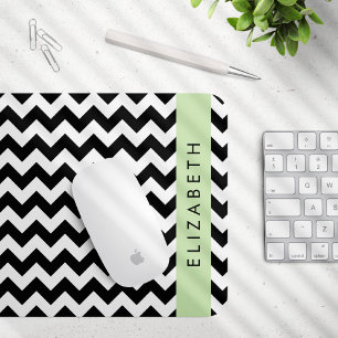 Schwarz und Weiß Zigzag, Zickzack Muster, Ihr Name Mousepad
