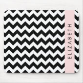 Schwarz und Weiß Zigzag, Zickzack Muster, Ihr Name Mousepad (Vorne)