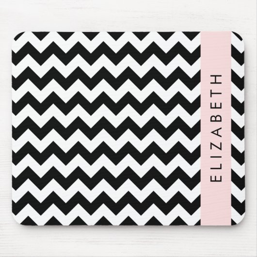 Schwarz und Weiß Zigzag, Zickzack Muster, Ihr Name Mousepad (Vorne)