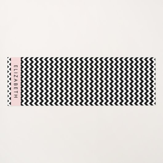 Schwarz und Weiß Zigzag, Zickzack Muster, Ihr Name Yogamatte (Rückseite (Horizontal))