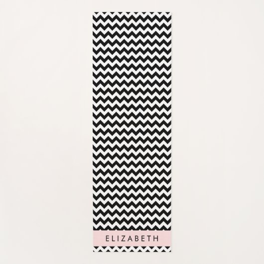 Schwarz und Weiß Zigzag, Zickzack Muster, Ihr Name Yogamatte (Vorderseite)