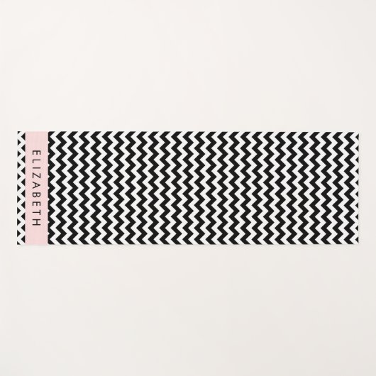 Schwarz und Weiß Zigzag, Zickzack Muster, Ihr Name Yogamatte (Vorderseite (Horizontal))