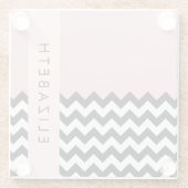 Schwarz und Weiß Zigzag, Zickzack, Rosa, Ihr Name Glasuntersetzer (Rückseite)