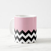 Schwarz und Weiß Zigzag, Zickzack, Rosa, Ihr Name Kaffeetasse (Vorderseite Links)