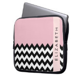 Schwarz und Weiß Zigzag, Zickzack, Rosa, Ihr Name Laptopschutzhülle (Vorderseite Links)