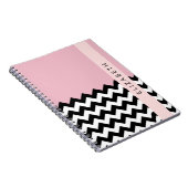 Schwarz und Weiß Zigzag, Zickzack, Rosa, Ihr Name Notizblock (Rechte Seite)