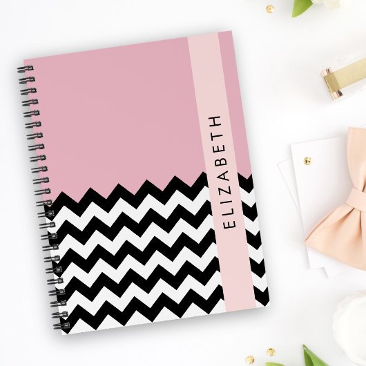 Schwarz und Weiß Zigzag, Zickzack, Rosa, Ihr Name Planer