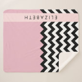 Schwarz und Weiß Zigzag, Zickzack, Rosa, Ihr Name Sherpadecke (Vorderseite (Horizontal))