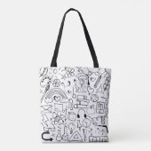 Schwarz und Weiß Zurück zur Schule Doodle Art Book Tasche (Rückseite)