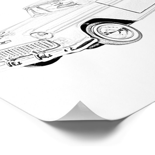 Schwarz und Weiß Zwei Tone 1955 Chevy Bel Air Poster (Ecke)