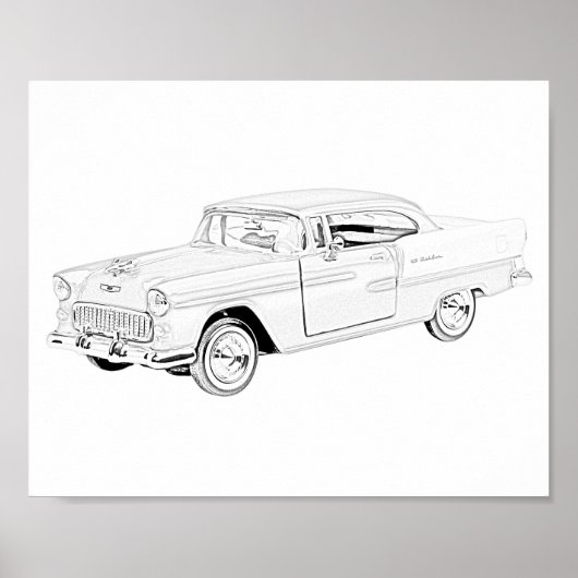Schwarz und Weiß Zwei Tone 1955 Chevy Bel Air Poster (Vorne)
