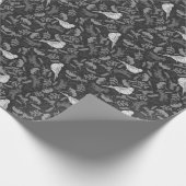 Schwarz und Winter Weiße Vögel Blumenmuster Geschenkpapier (Ecke)