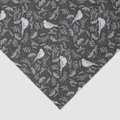 Schwarz und Winter Weiße Vögel Blumenmuster Seidenpapier (Ausschnitt)