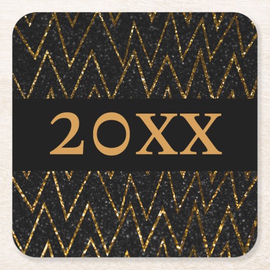 schwarz und Zickzack | Kundenspezifisches Gold New Rechteckiger Pappuntersetzer (Vorderseite)