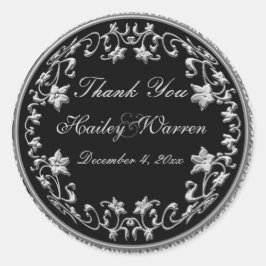 Schwarz und Zinnflor 3" Durchmesser Rundaufkleber Runder Aufkleber