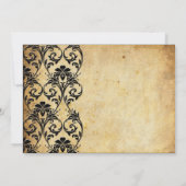 Schwarz-Vintag-Blütenwirbel Einladung zur Hochzeit (Rückseite)