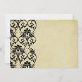 Schwarz-Vintag-Blütenwirbel Einladung zur Hochzeit (Rückseite)