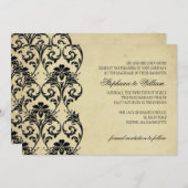 Schwarz-Vintag-Blütenwirbel Einladung zur Hochzeit (Vorne/Hinten)