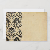 Schwarz-Vintag-Blütenwirbel Einladung zur Hochzeit (Rückseite)