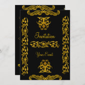 Schwarz Vintag Erstellen Sie Ihre Veranstaltungsei Einladung (Vorne/Hinten)