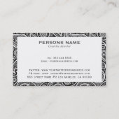 Schwarz-Vintag-Paisley-Muster Visitenkarte (Rückseite)