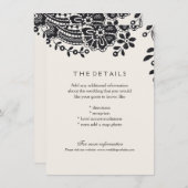 Schwarz Vintage Spitzen Hochzeitskarte Begleitkarte (Vorne/Hinten)
