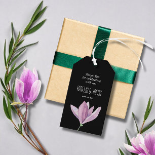 Schwarz Violett Floral Danke Geschenkanhänger