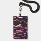 Schwarz violett Gepard Leopard Schwarz Muster Ausweis (Vorderseite mit Lanyard)