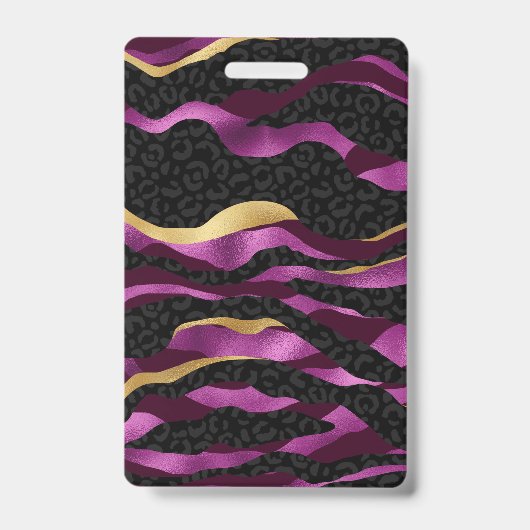 Schwarz violett Gepard Leopard Schwarz Muster Ausweis (Vorderseite)