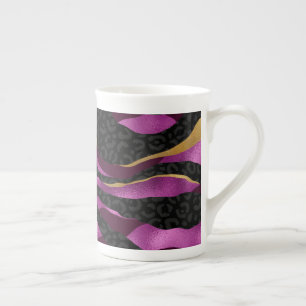 Schwarz violett Gepard Leopard Schwarz Muster Porzellantasse